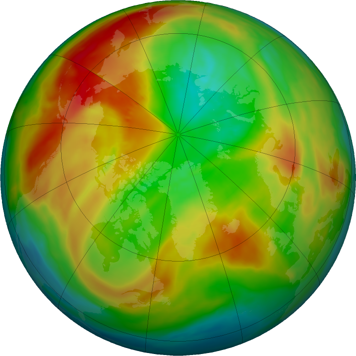 Arctic ozone map for 03 March 2022
